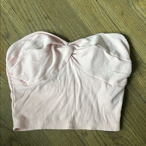 Pink Strapless Ribbed Top